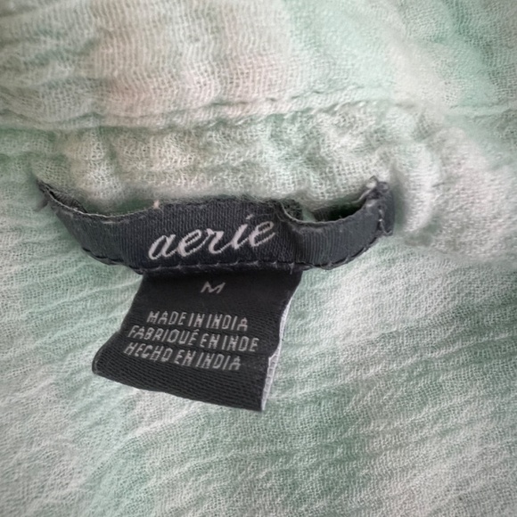 Aerie Cool Mint Green 1/2 Button Women's Gauzy Cotton Tunic Shirt Size Medium - Picture 2 of 11